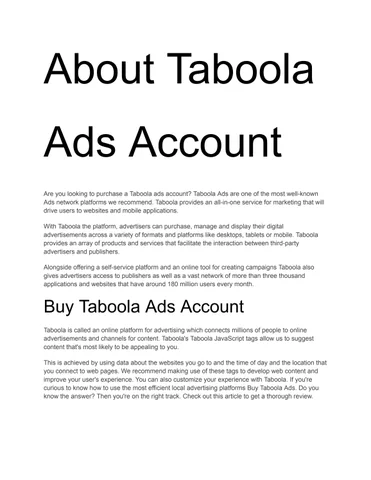 Buy Taboola Ads Account